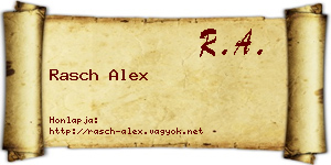 Rasch Alex névjegykártya